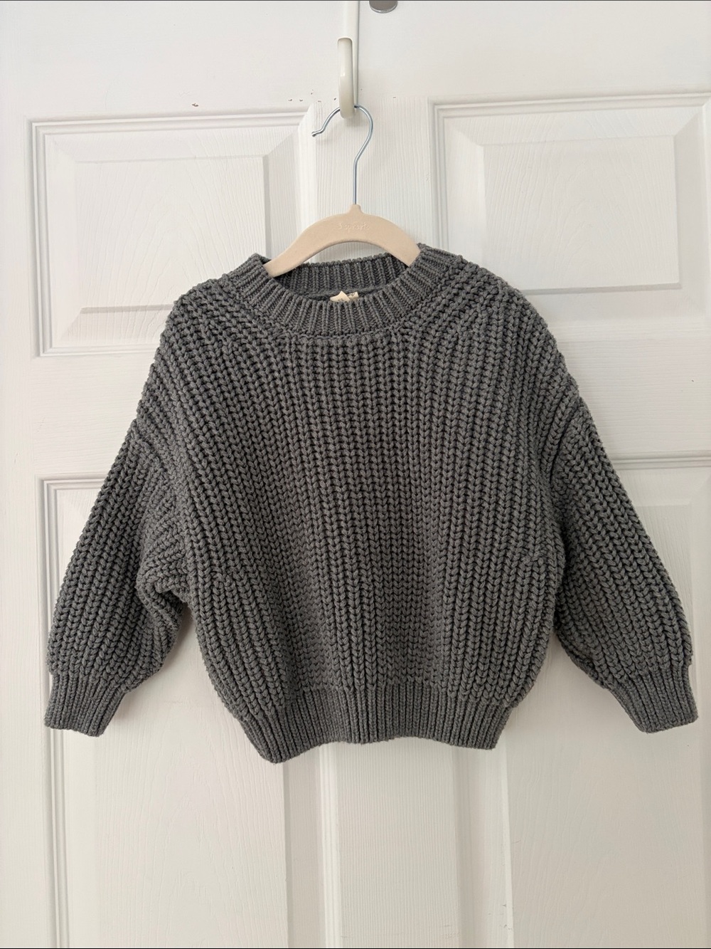 Goumi Organic Chunky Knit Crewneck Sweater in Gray